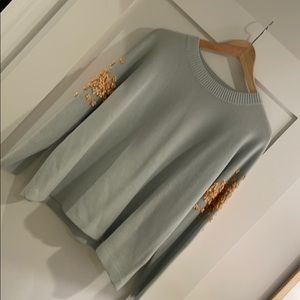 Mint & Floral Embellished Sweater